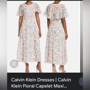 Calvin Klein Floral Dress, white with flowers. Size 16